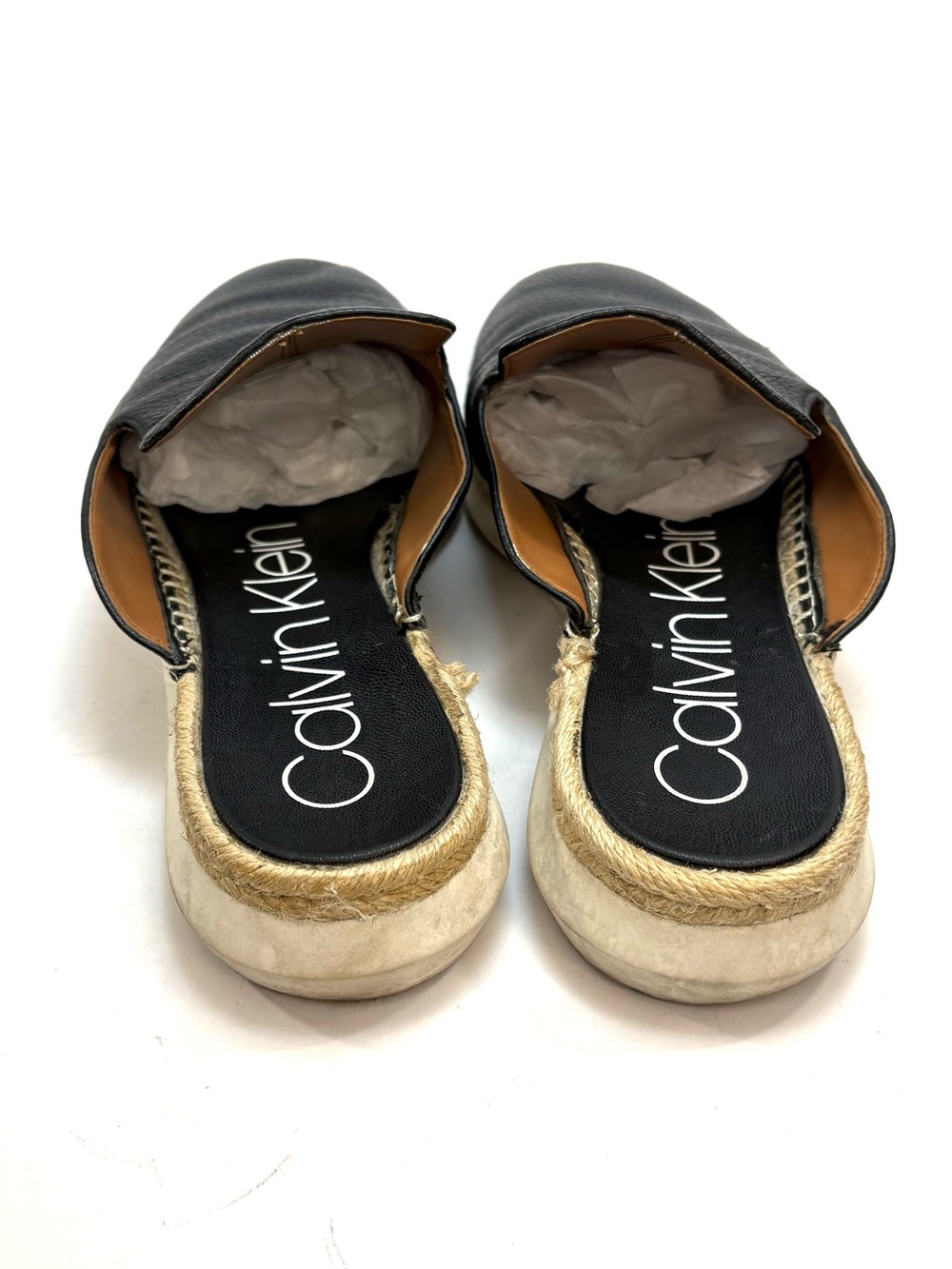 Calvin Klein Black Leather Slip-On Espadrille Mules | 7.5 - Picture 6 of 9
